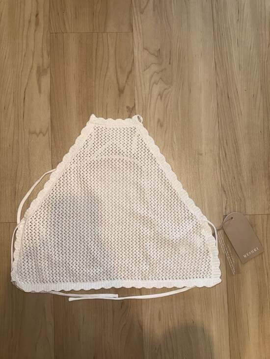 MESHKI Tops - MESHKI Sylvana Crochet Halter Top White Size S